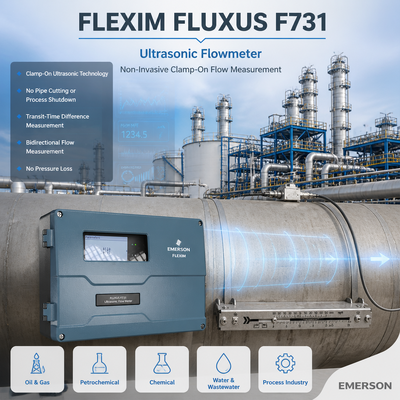 Flexim FLUXUS F731 Meter Alir Ultrasonik Non-intrusif dengan Pengukuran Dua Arah untuk Area Berbahaya