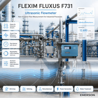 FLEXIM FLUXUS F731 Non-invasif presisi tinggi ultrasonik flowmeter dengan operasi dual-saluran