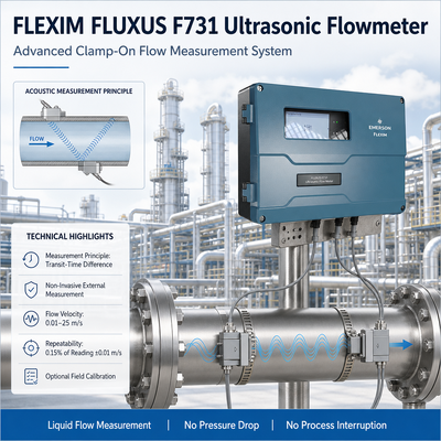 FLEXIM FLUXUS F731 Clamp-On Ultrasonic Flow Meter dengan Non-Intrusif Flow Measurement dan Bidirectional Capability for Wide Pipe Size Range