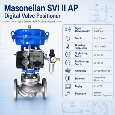 Positioner Katup Kontrol Masoneilan SVI2 HART SVI II AP Positioner Katup Digital Kinerja Lanjutan