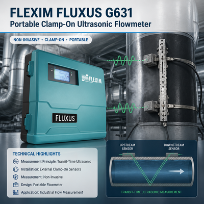 Flexim FLUXUS G631 BA ST EE Portable Clamp-on Ultrasonic Flow Meter Gas Cairan Uap Flowmeter