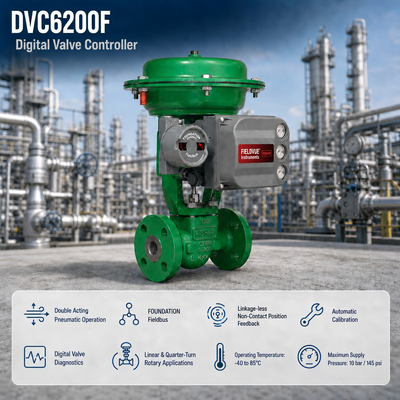 Pemasok Positioner Katup Digital Pengontrol Katup Cerdas FOUNDATION Fieldbus DVC6200F FD Aksi Ganda
