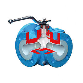 Three Way Pneumatic Control Valve Berjajar Ball Valve AMP3 Model Efisiensi Tinggi