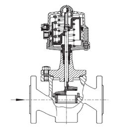 DIN Flow Pneumatic Globe Valve Alloy / Bahan Baja DN 15 - DN 80 Ukuran Valve