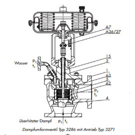 Katup Kontrol Uap Pneumatik Kinerja Tinggi Ukuran Katup DN 50 - DN 300