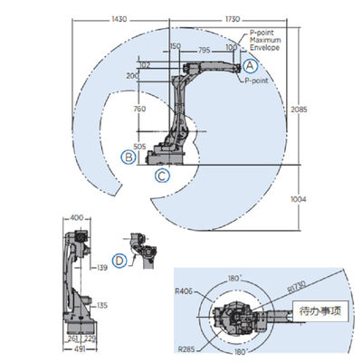 Lengan robot industri YASKAWA GP20 dengan pengontrol YRC1000 dan playload 25 KG untuk penyerahan dan pengemasan material