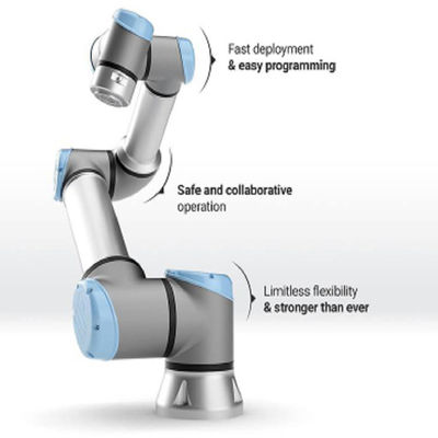 Robot kolaboratif UR3 dengan 6 sumbu dan maxmium mencapai 550m dan playload 3kg untuk robot las mig