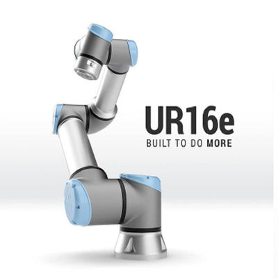 Robot kolaboratif UR16e dengan cobot 6 sumbu dan maxmium mencapai 900mm dan beban putar 16kg untuk robot las mig