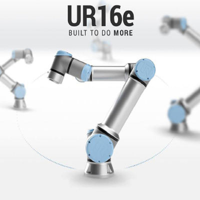Robot kolaboratif UR16e dengan cobot 6 sumbu dan maxmium mencapai 900mm dan beban putar 16kg untuk robot las mig
