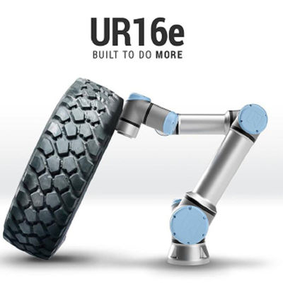 Robot kolaboratif UR16e dengan cobot 6 sumbu dan maxmium mencapai 900mm dan beban putar 16kg untuk robot las mig