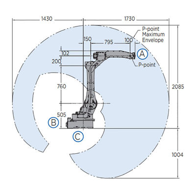 Lengan Robot GP25 6 Axis untuk Material Handing Payload 25kg Reach 1730mm Fast and Accurate Material Serah Robot
