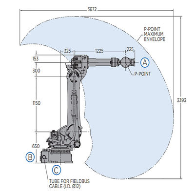 Lengan Robot GP180 6 Axis untuk Material Handing Payload 180kg Jangkauan 2702mm Robot Penyerahan Material Cepat dan Akurat