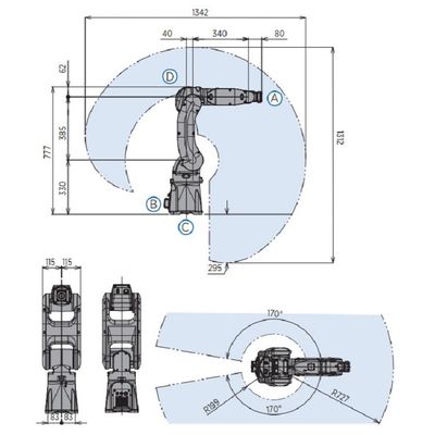 Lengan Robot GP7 6 Axis untuk Material Handing Payload 7kg Reach 927mm Fast and Accurate Material Serah Robot