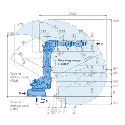 6 Axis Robot Arm GP225 Payload 225kg Jangkauan Robot Penyerahan Material 2702mm