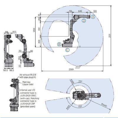 6 Axis Robot Arm GP12 Payload 12kg Reach 1440mm Untuk Penyerahan Material Robot Penyerahan Material Yang Cepat Dan Akurat