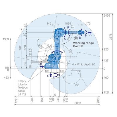 6 Axis Robot arm GP50 Payload 50kg Reach 2061mm untuk Penyerahan Material
