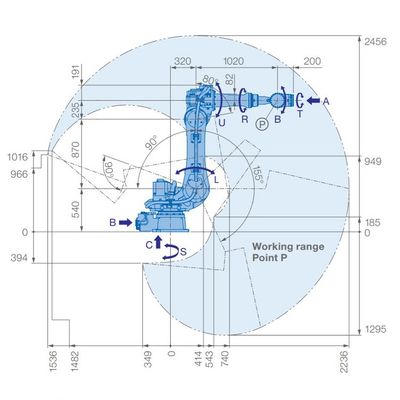 6 Axis Robot Arm GP110 Payload 110kg Reach 2236mm Untuk Penyerahan Material