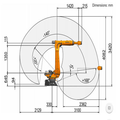 6 Axis Milling Robot 210kg Payload Reach 3100mm KUKA KR 120 R3100-2 Dengan KR C4 Controller Robotic Arm Milling