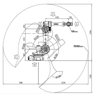 Robot Arm Milling Machine 6 Axis Payload 50kg Reach 2239mm HH050 Dengan Hi5a-S60 Controller Milling Robot