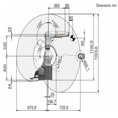 KR 6 R700-2 Payload 6.8kg Jangkauan Robot Palletizing 726mm 6 Axis