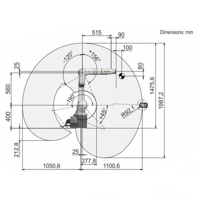 KR 10 R1100-2 Muatan 11.1Kg Jangkauan Pengelasan Robot 1101mm