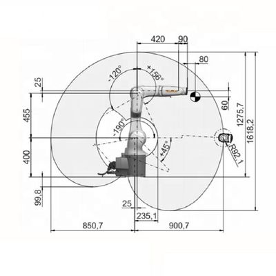 KR 6 R900-2 Payload 6.7kg Jangkauan Pengelasan Robotik 901mm 6 Axis