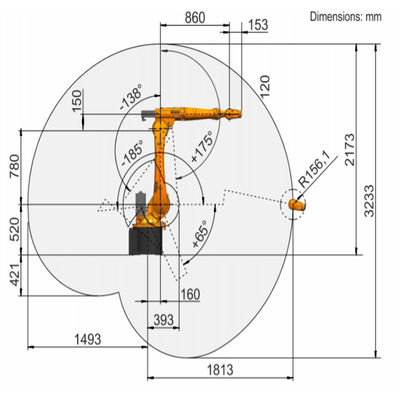 KR 20 R1810-2 Muatan 23.9kg Jangkauan Pengelasan Robot 1813mm