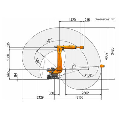 KR 150 R3100-2 6 axis Payload 220kg Reach 3100mm 6 Axis Painting Robot