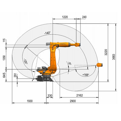 KR 240 R2900-2 Muatan 313kg Capai 2900mm 6 Robot Pengelasan Spot Sumbu