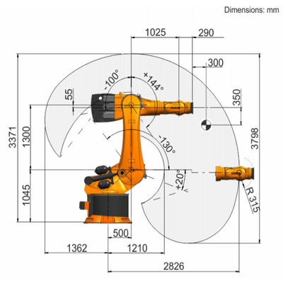 KR 600 R2830 Muatan 729kg Jangkauan Robot Palletizing 2826mm 6 Sumbu