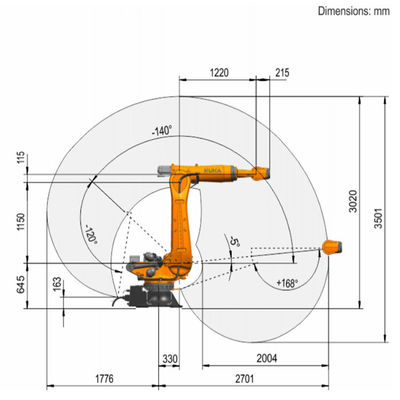 KR 210 R2700-2 F 6 Axis Payload 275kg Jangkauan Robot Penanganan Pemasangan Lantai 2701mm