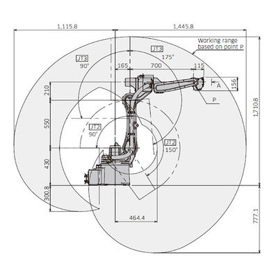 BA006N Manajemen Mudah 6 Sumbu Muatan 6kg Jangkauan Robot Pengelasan Busur 1445mm