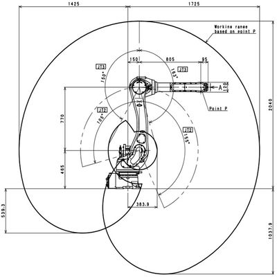 Robot Pengelasan Busur Kawasaki RA020N Jangkauan Robot Pengelasan Busur 1725mm