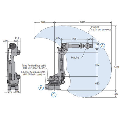 Penanganan Material Dengan Muatan 180KG Lengan Robot Industri MH180 Dan Robot 6 Sumbu