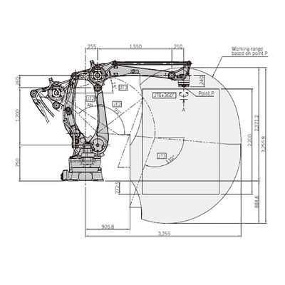 CP180L 4 Axis Payload 160kg Jangkauan Robot Palletizing Kecepatan Tinggi 3255mm