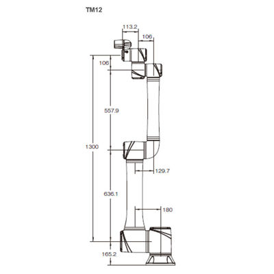 Robot Cerdas TM12 Cobot Dengan Lengan Robot 1300MM Payload 12KG Untuk Pemuatan dan Pembongkaran CNC