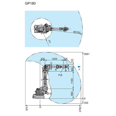 6 Axis Robot Arm Motoman GP180 Dengan 2702mm Jangkauan Robot Industri Sebagai Mesin Pilih Dan Tempat