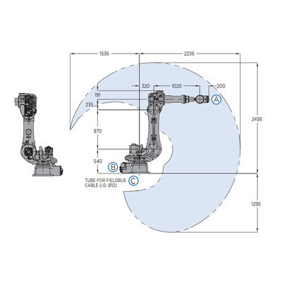 6 Aixs Robotic Arm CNC Of Motoman GP110 Dengan Muatan 110KG Untuk Peralatan Penanganan Material