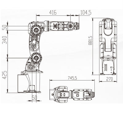 Mini Arm Robot Akurasi Tinggi Dengan 7KG Payload 759MM Jangkauan Robot Industri Sebagai Robot Pilih dan Tempat