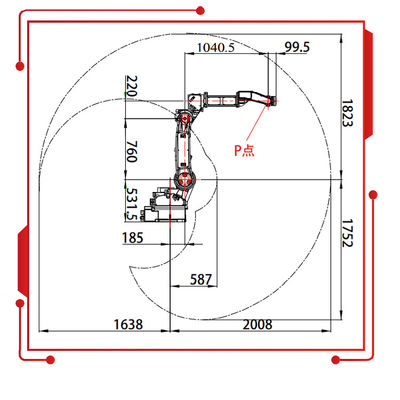 SF6-C2080 Dengan 10KG Payload 2080MM Jangkauan Lengan Robot Sebagai Robot Industri Dan Robot Pengelasan