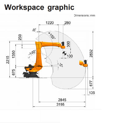 Mesin CNC KR 120 R3200 PA Robot Palletizing Dengan Jangkauan 3195MM Untuk Peralatan Penanganan Material