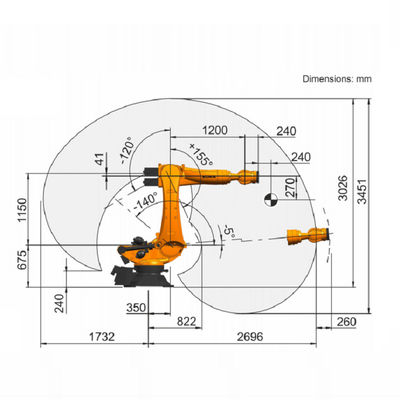 Robot industri lengan robot industri 6 sumbu dengan muatan terukur 210 kg robot industri kuka industrial