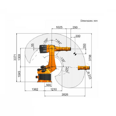 Robot industri lengan robot industri 6 sumbu dengan muatan terukur robot industri kuka 600 kg