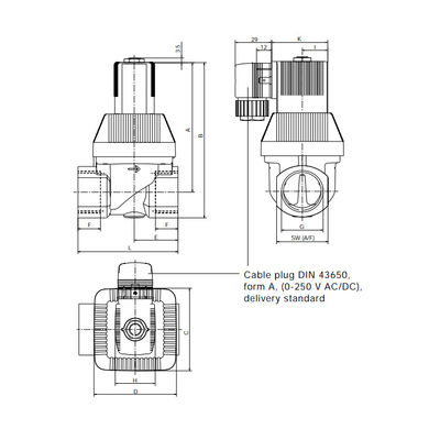 Ketik 6221 Piston Valve 2/2 Way Servo-Assisted Sebagai Solenoid Valve Untuk Udara Berdenyut Dan Terkompresi Tinggi