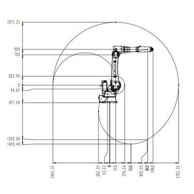 Lengan Robot Industri 6 Sumbu Cina TKB2670-20KG-1721mm Sebagai Robot Industri
