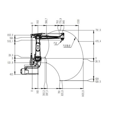 6 Sumbu Lengan Robot Lukisan TKB4600-12KG-1435mm Untuk Melukis Sebagai Robot Lukisan
