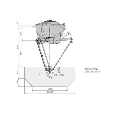Rakitan Lengan Robot YF003N Payload 3kg Untuk Robot Perakitan 4 Axis Delta Robot