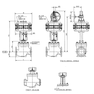 Katup Kontrol KOSO 510T Top Guided Single Seated Globe Valves Dengan 5200LA Diaphragm Type Actuator Pneumatic Valve