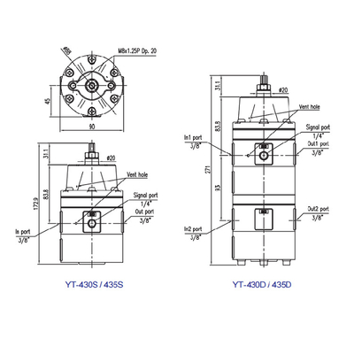 Lock Up Electric Control Valve Steel Positioner YT-400S