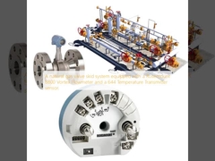 Sistem skid katup gas alam yang dilengkapi dengan Flowmeter Vortex Rosemount 8800 dan sensor Pemancar Suhu 644.